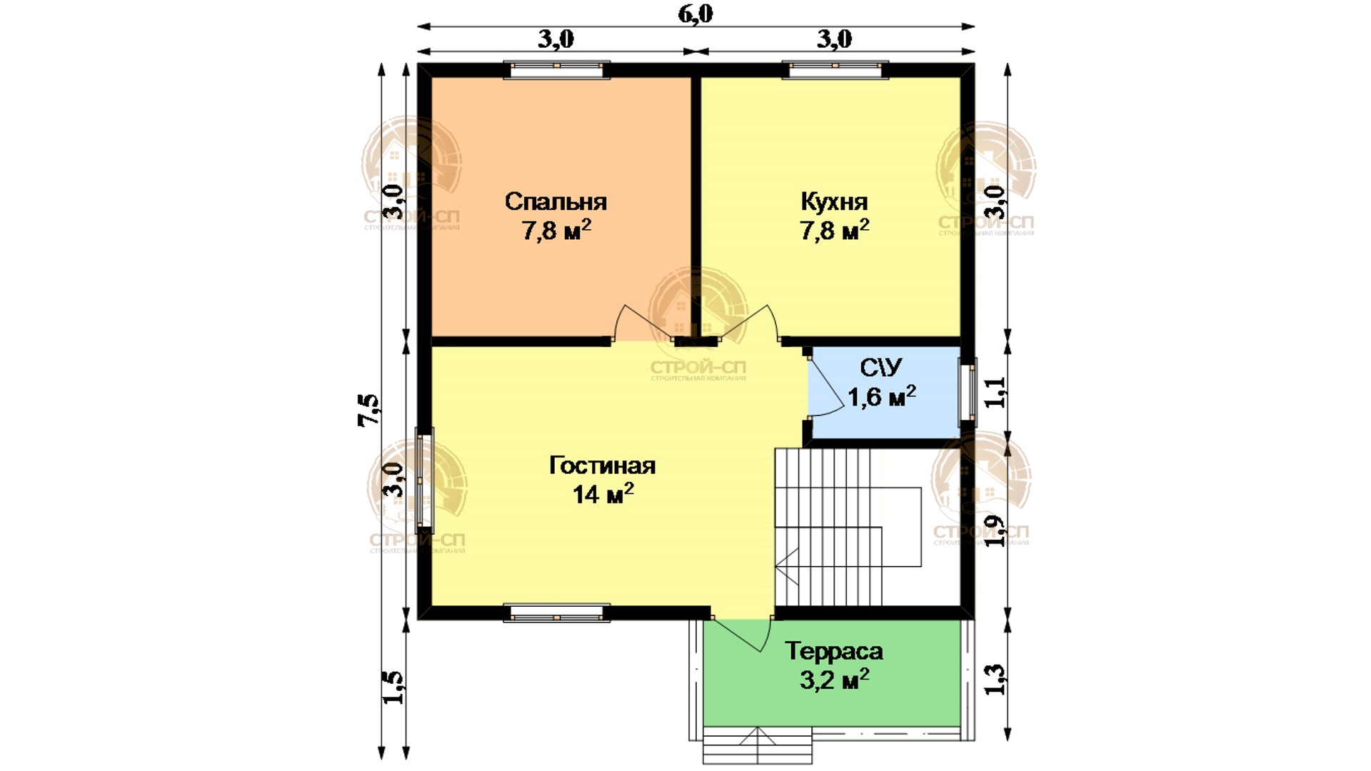 ⛪️ Проект каркасного дома КД36 цена под ключ в Туапсе